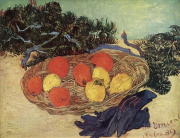  azul Lienzo - Naturaleza muerta con naranjas y limones con guantes azules Vincent van Gogh